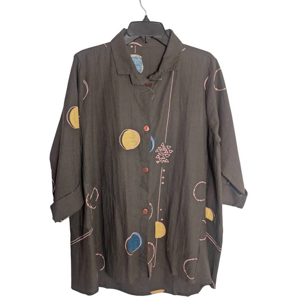 NEW MONA LISA women's abstract tunic top in printed black